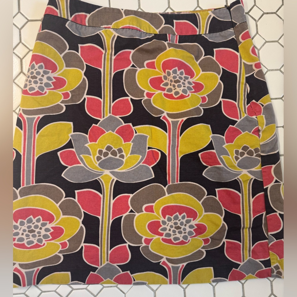 Boden A-Line Skirt - Navy, Yellow, and Pink Floral
